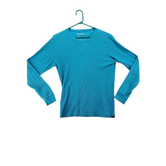 HURLEY Shirt Men's Long Sleeve Thermal Crew Neck Pullover Tee Blue Small - Picture 1 of 6